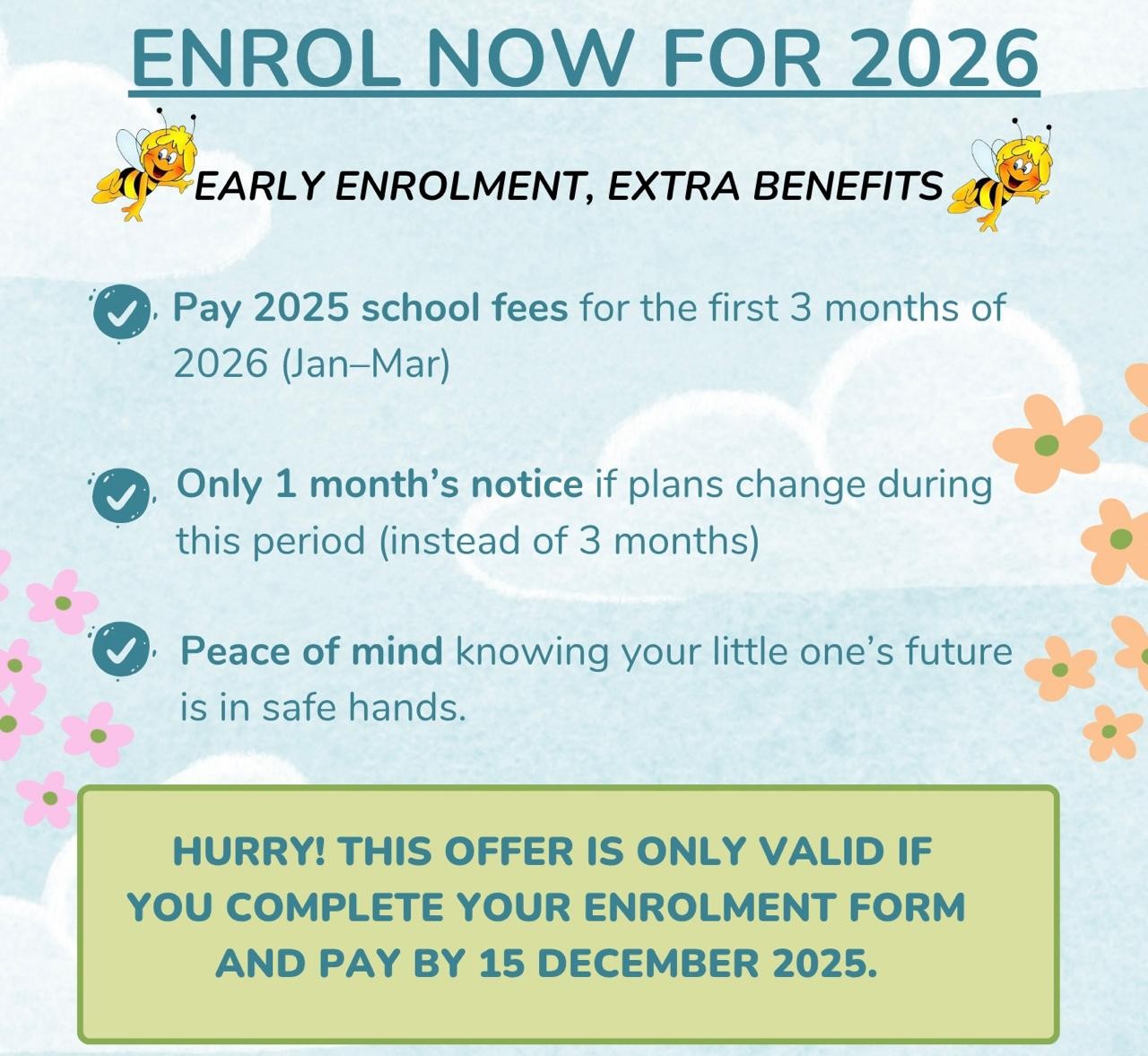 2026 enrolment preschool daycare centre